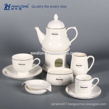 White Custom Logo Bone China Partly Fine Ceramic coffee set